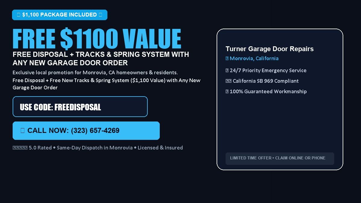 Turner Garage Door Repairs FREE Haul-Away & Heavy-Duty Tracks with New Door in Monrovia, CA